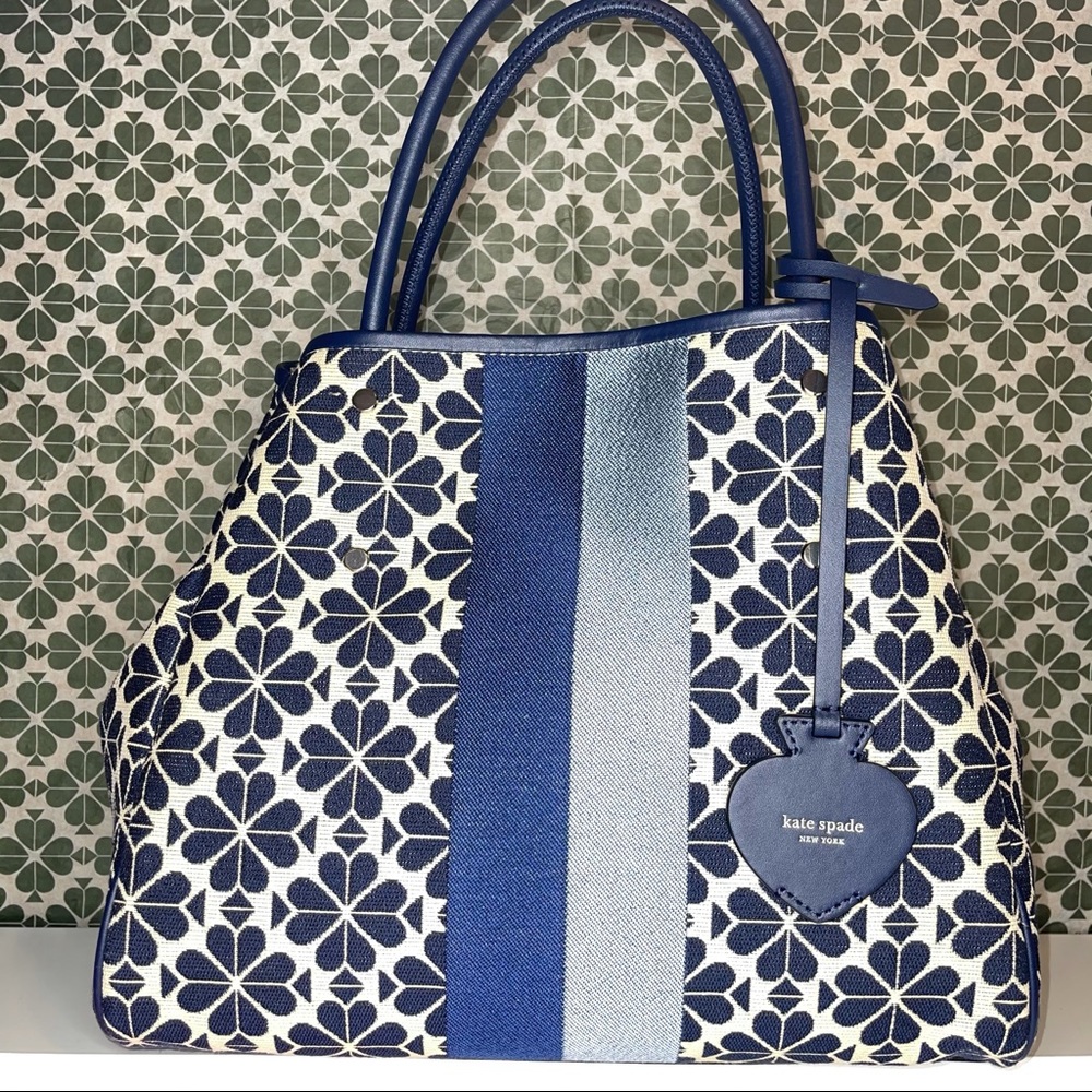 kate spade blue stripe medium everything tote